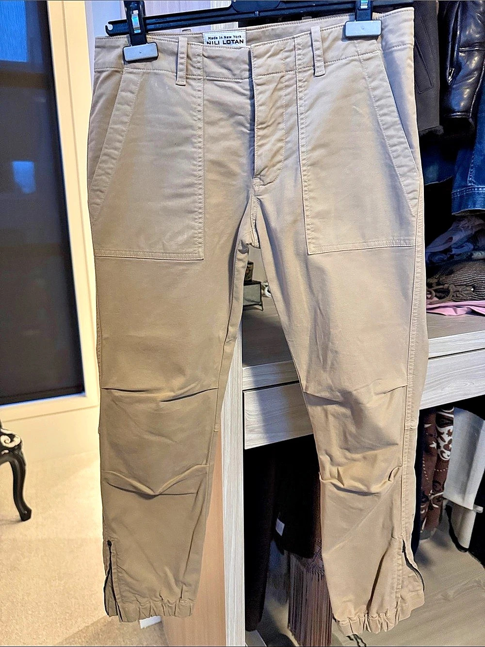 Nili Lotan Military Cropped Jogger in Sand Size 2